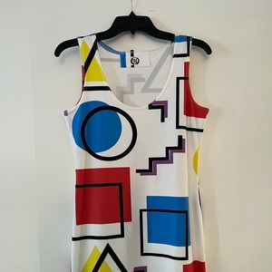 80’s Style Geometric Print Dress